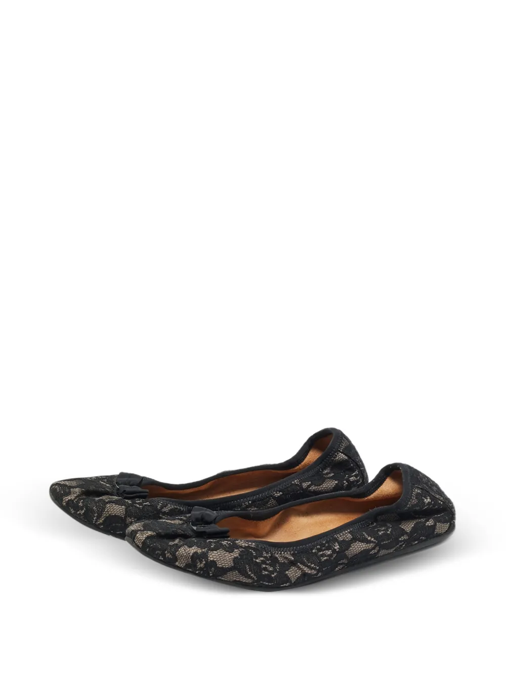 Ferragamo Pre-Owned lace bow ballet flats - Nero