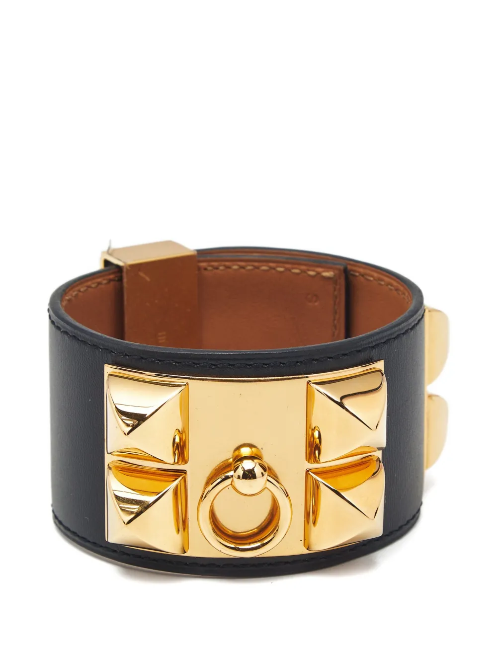 Hermès Pre-Owned studded pyramid ring leather bracelet - Nero