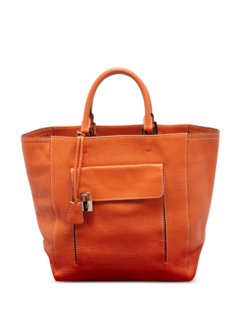 Carolina Herrera Vintage leather pocket tote bag - Arancione
