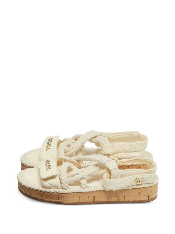 CHANEL Pre-Owned レザー サンダル | ニュートラル | FARFETCH JP