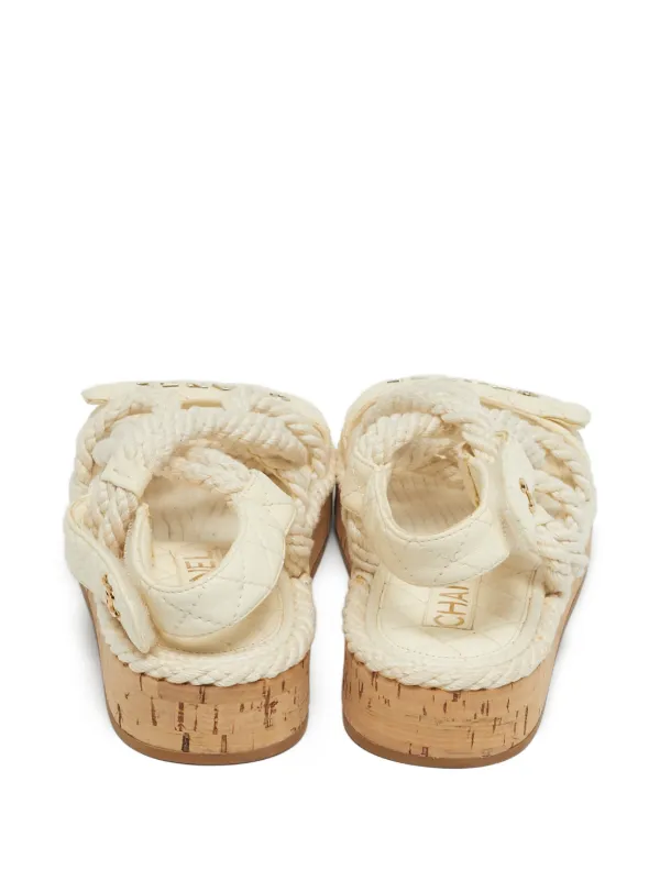 CHANEL Pre-Owned レザー サンダル | ニュートラル | FARFETCH JP