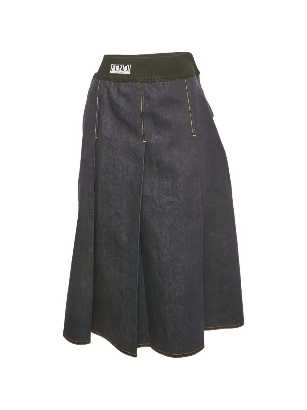 Fendi Pre-Owned Gonna midi denim plissettata - Blu