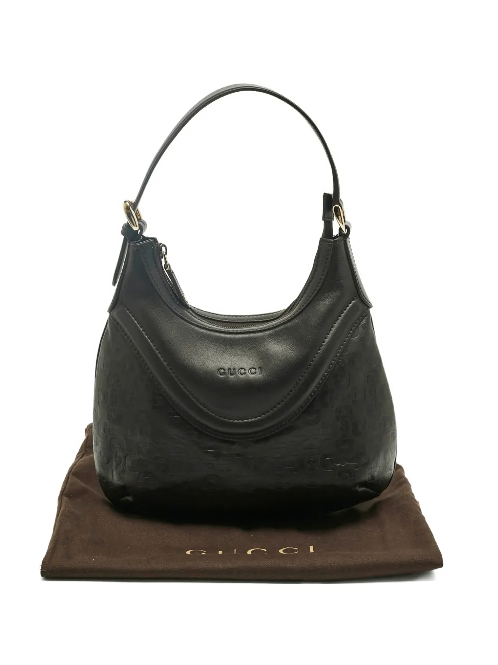 Gucci Pre-Owned leather embossed-logo tote bag - Nero