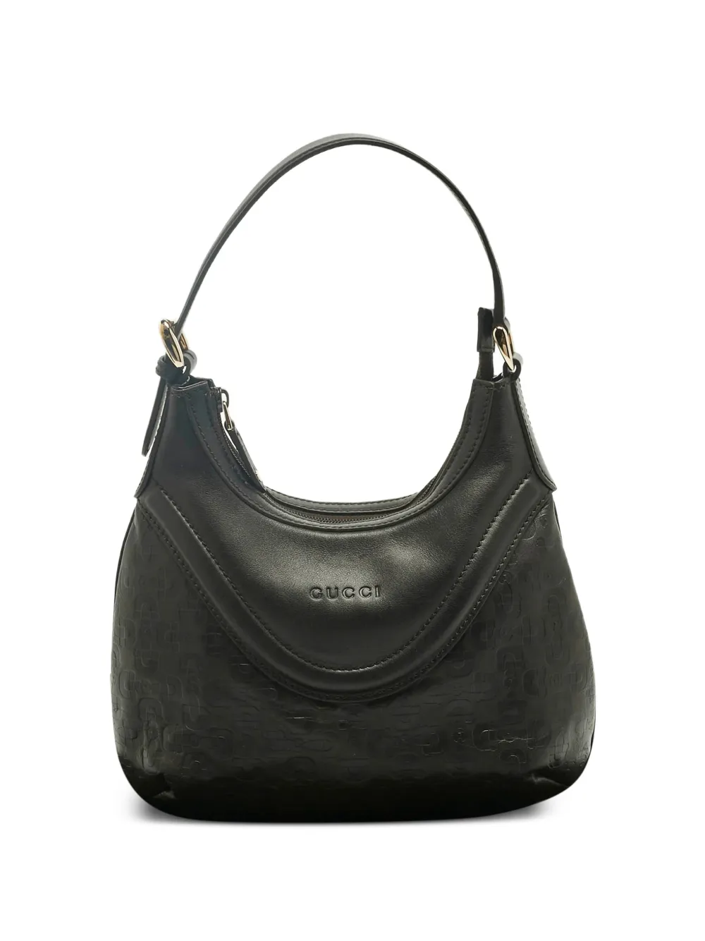 Gucci Pre-Owned leather embossed-logo tote bag - Nero