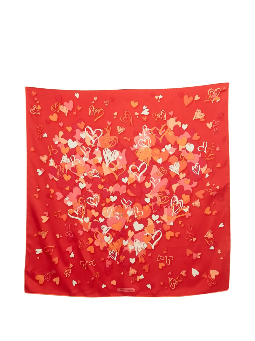 Ferragamo Pre-Owned hearts-print silk scarf - Rosso