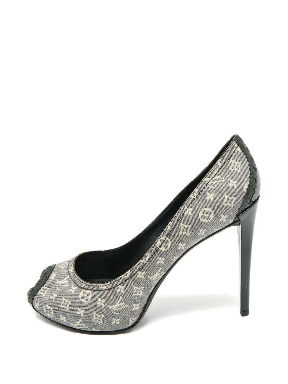 Louis Vuitton Pre-Owned Mini Lin Monogram peep-toe pumps - Blu