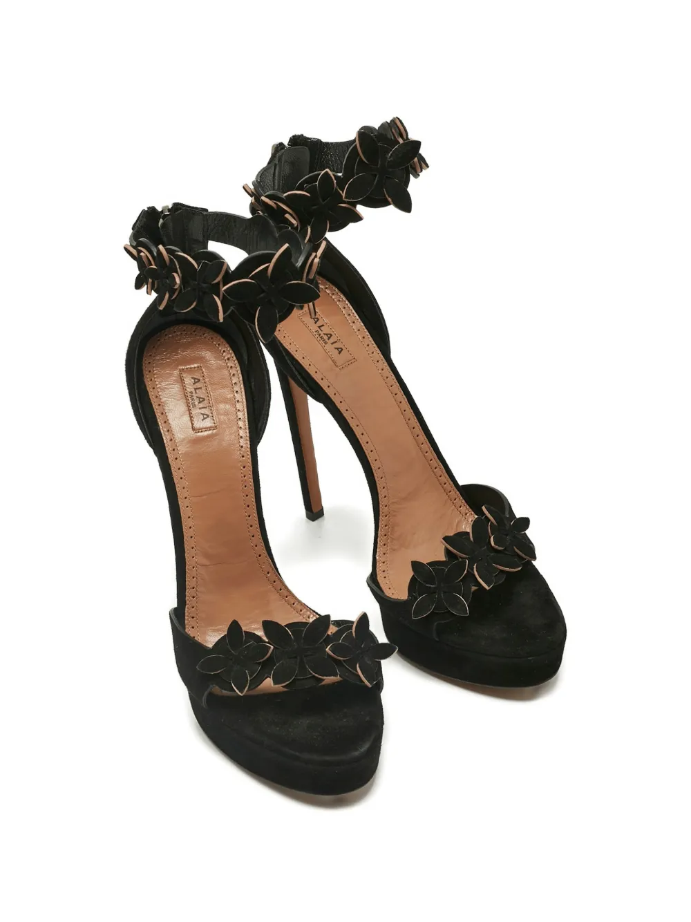 Alaïa Pre-Owned 145mm platform flower sandals - Nero