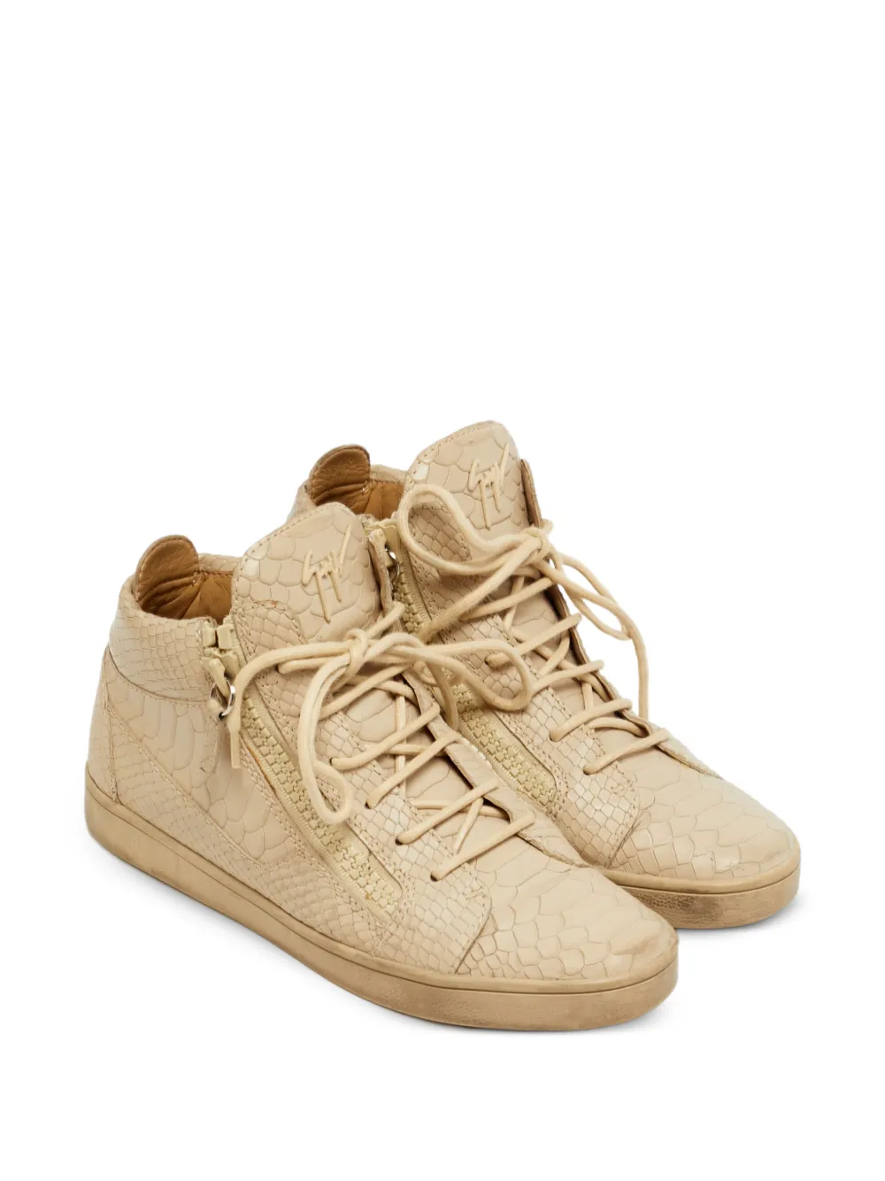 Giuseppe Zanotti Kriss embossed leather trainers - Toni neutri