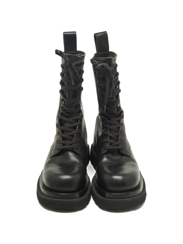 靴 [23ss] Bottega Veneta Combat Boots Bottega Veneta Pre-Owned lace-up Combat Boots | Black | FARFETCH