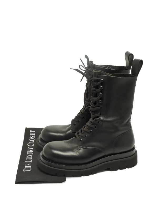 Bottega Veneta Pre-Owned lace-up Combat Boots | Black | FARFETCH