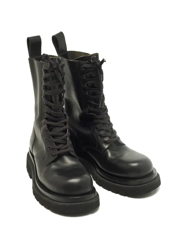 Bottega Veneta Men\'s Lug Sole Combat Boots in Black Leather Size 41 (MSRP $1450) Lug leather ankle boots in black - Bottega Veneta | Mytheresa main image 3