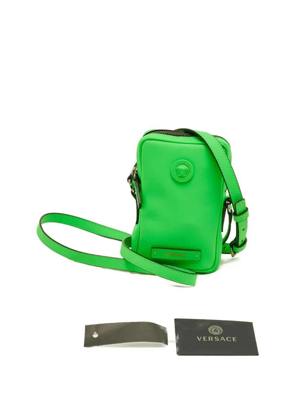 Versace Pre-Owned samll medusa leather crossbody bag - Verde