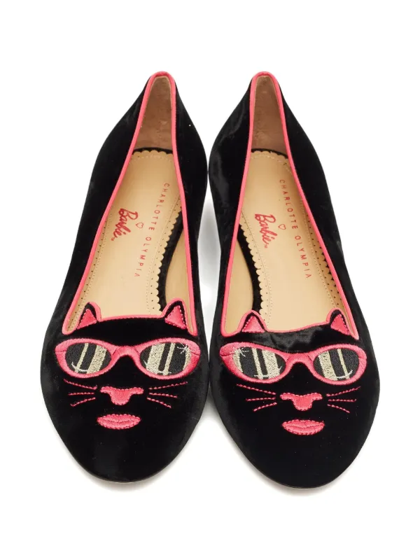 新品未使用⭐︎シャーロットオリンピア　KITTY FLATS キティ フラット Charlotte Olympia Kitty フラットシューズ | ブラック | FARFETCH JP