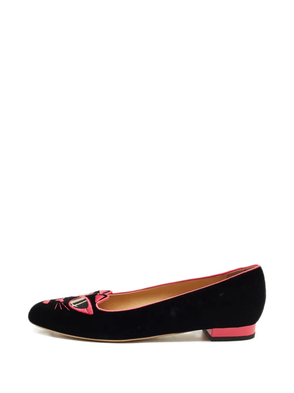 Charlotte Olympia Kitty embroidered ballet flats - Nero