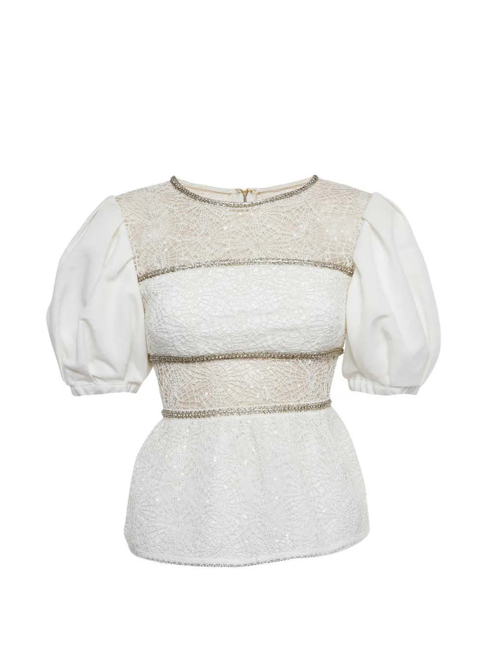 Self-Portrait lace embellished top - Bianco