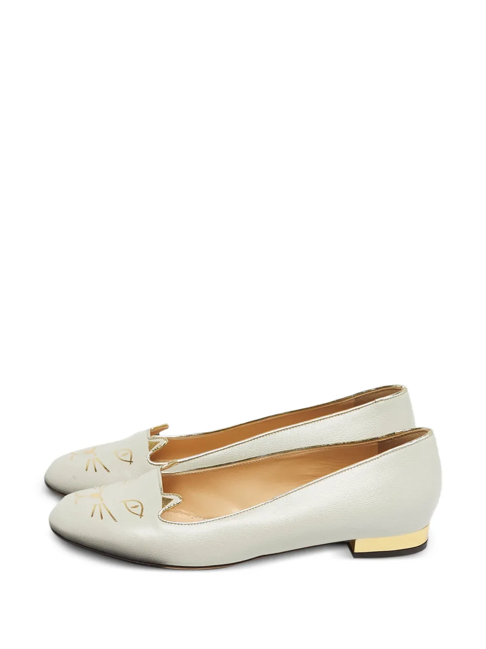 Charlotte Olympia kitty-print leather pumps - Grau