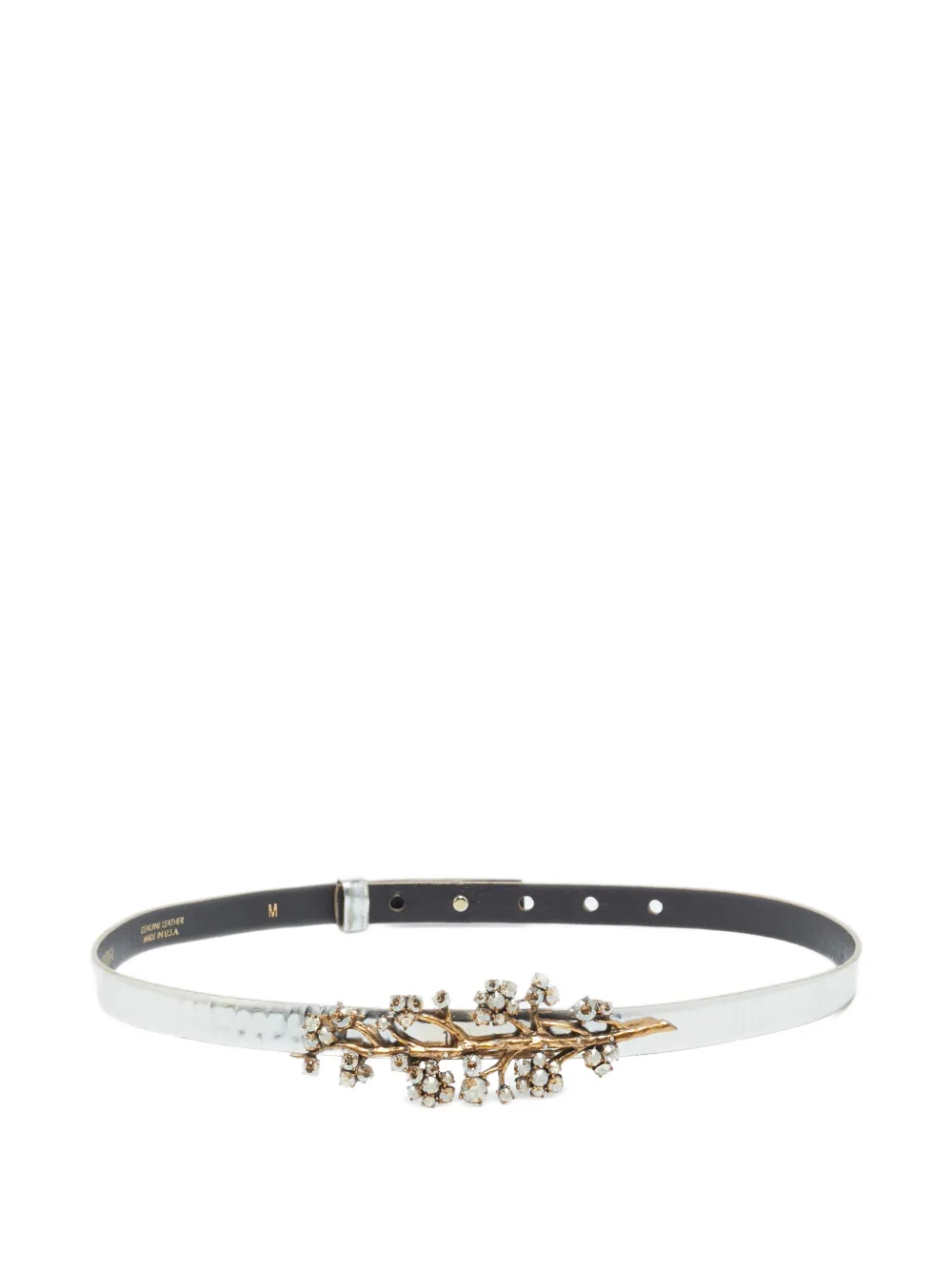 Oscar de la Renta Pre-Owned leather crystal belt - Argento