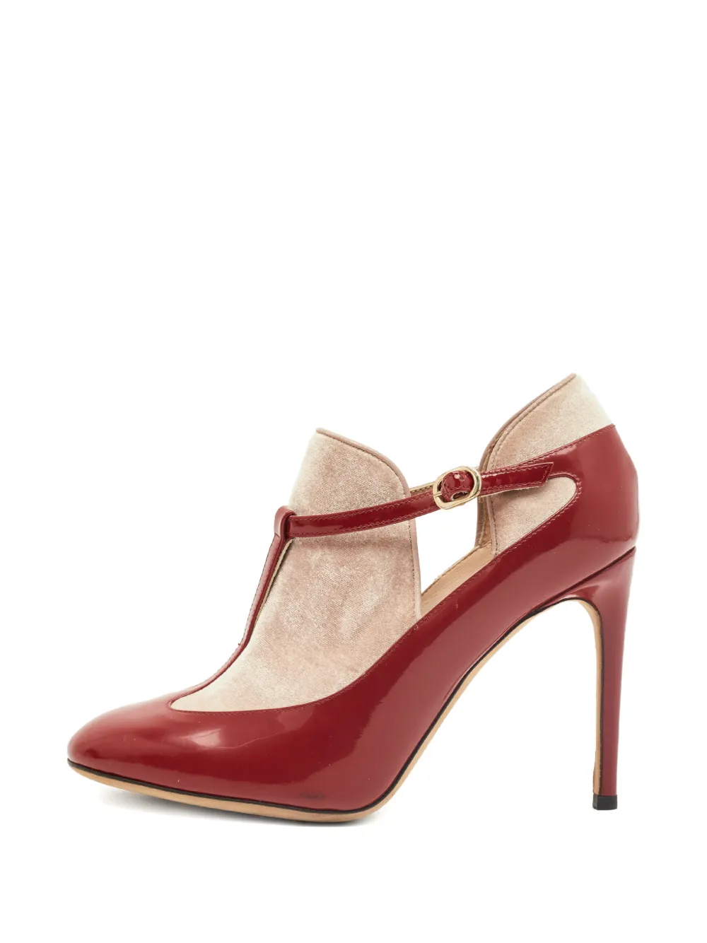 Valentino Garavani Pre-Owned Pumps aus Samt mit T-Riemen - Rot