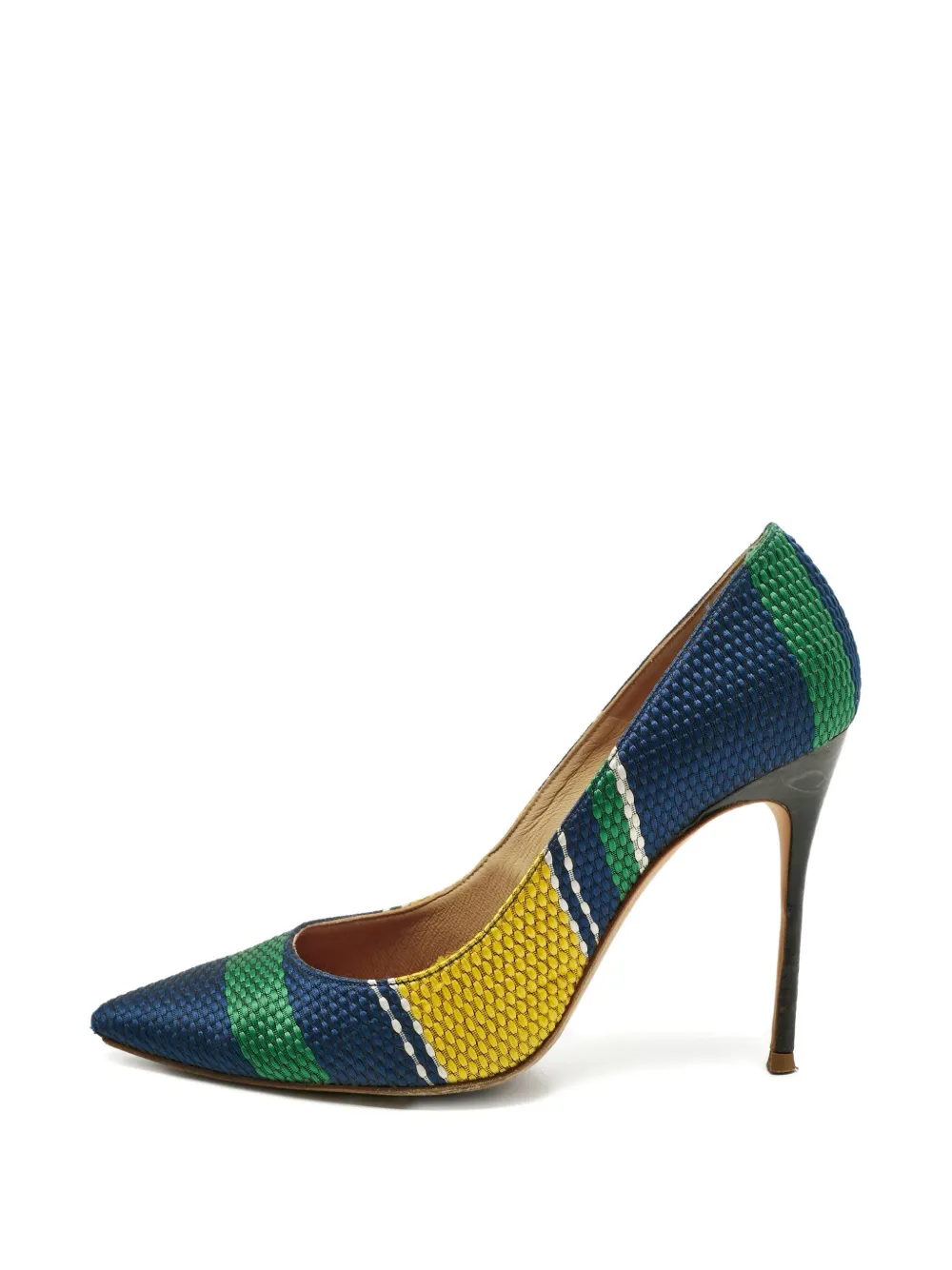 Carolina Herrera Vintage woven stripe pointed pumps - Blau