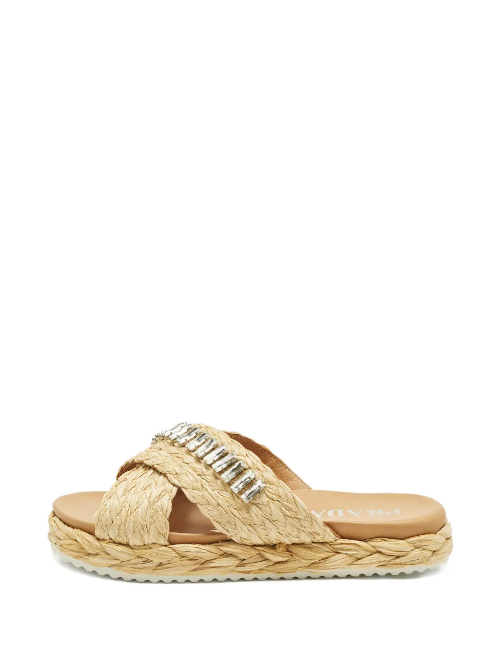 Prada Pre-Owned raffia crystal-embellished flat espadrilles - Toni neutri