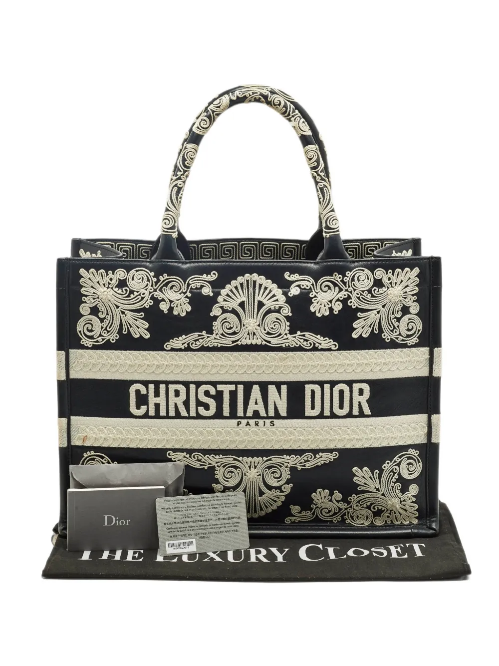 Christian Dior Pre-Owned 2021 medium Book Tote embroidered tote bag - Black