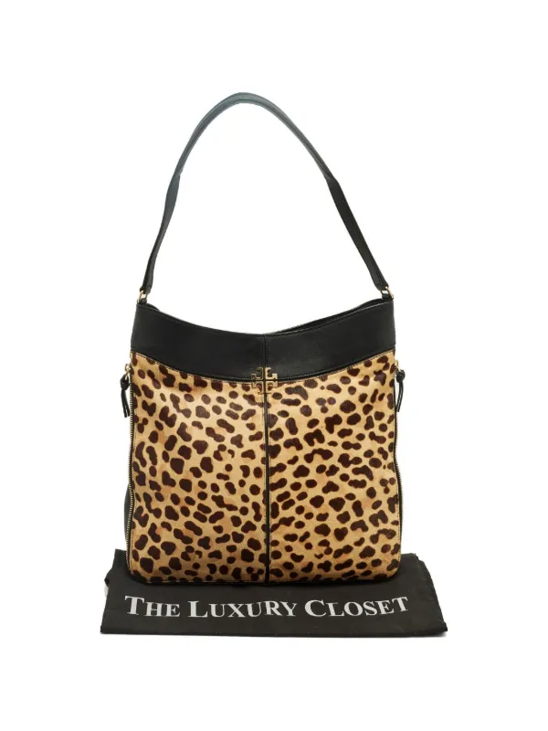 Tory Burch Leather leopard-print Shoulder Bag | Neutrals | FARFETCH CA
