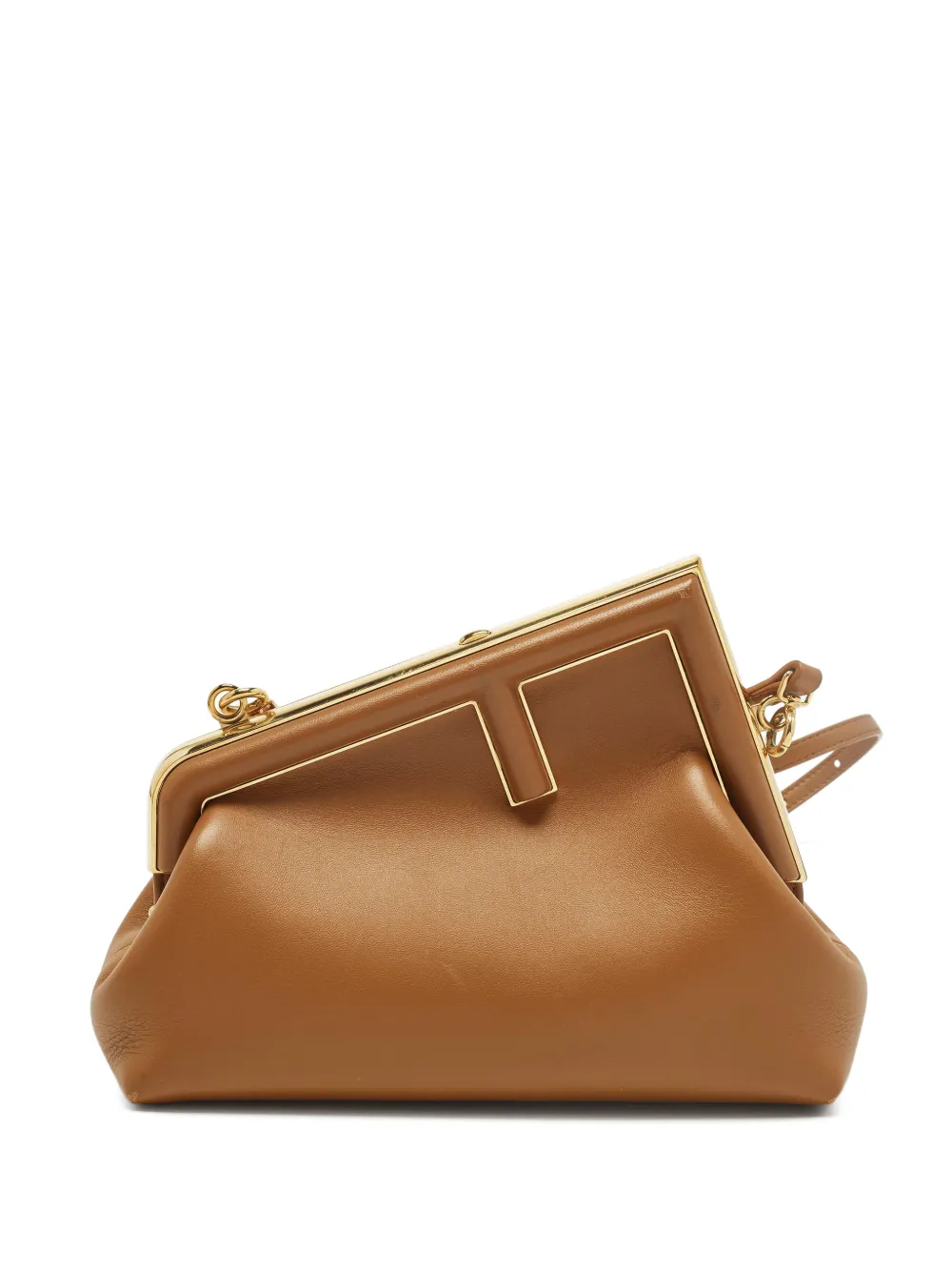 Fendi Pre-Owned 2021 small Fendi First leather clasp clutch bag - Marrone