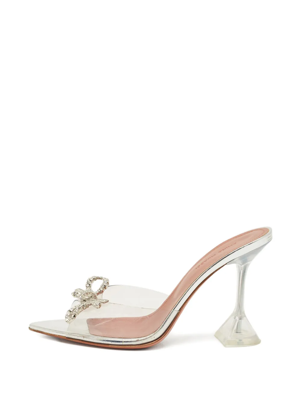 Amina Muaddi crystal bow sandals - Argento