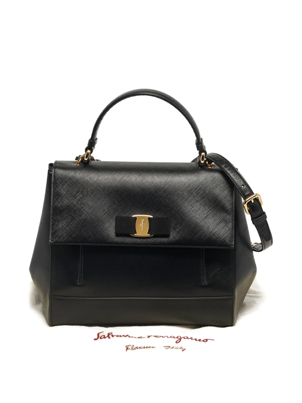 Ferragamo Pre-Owned Carrie leather top-handle tote bag - Nero