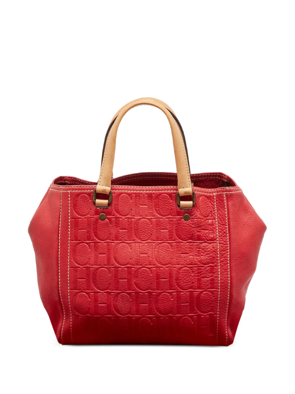 Carolina Herrera Vintage Andy monogram leather tote bag - Rosso
