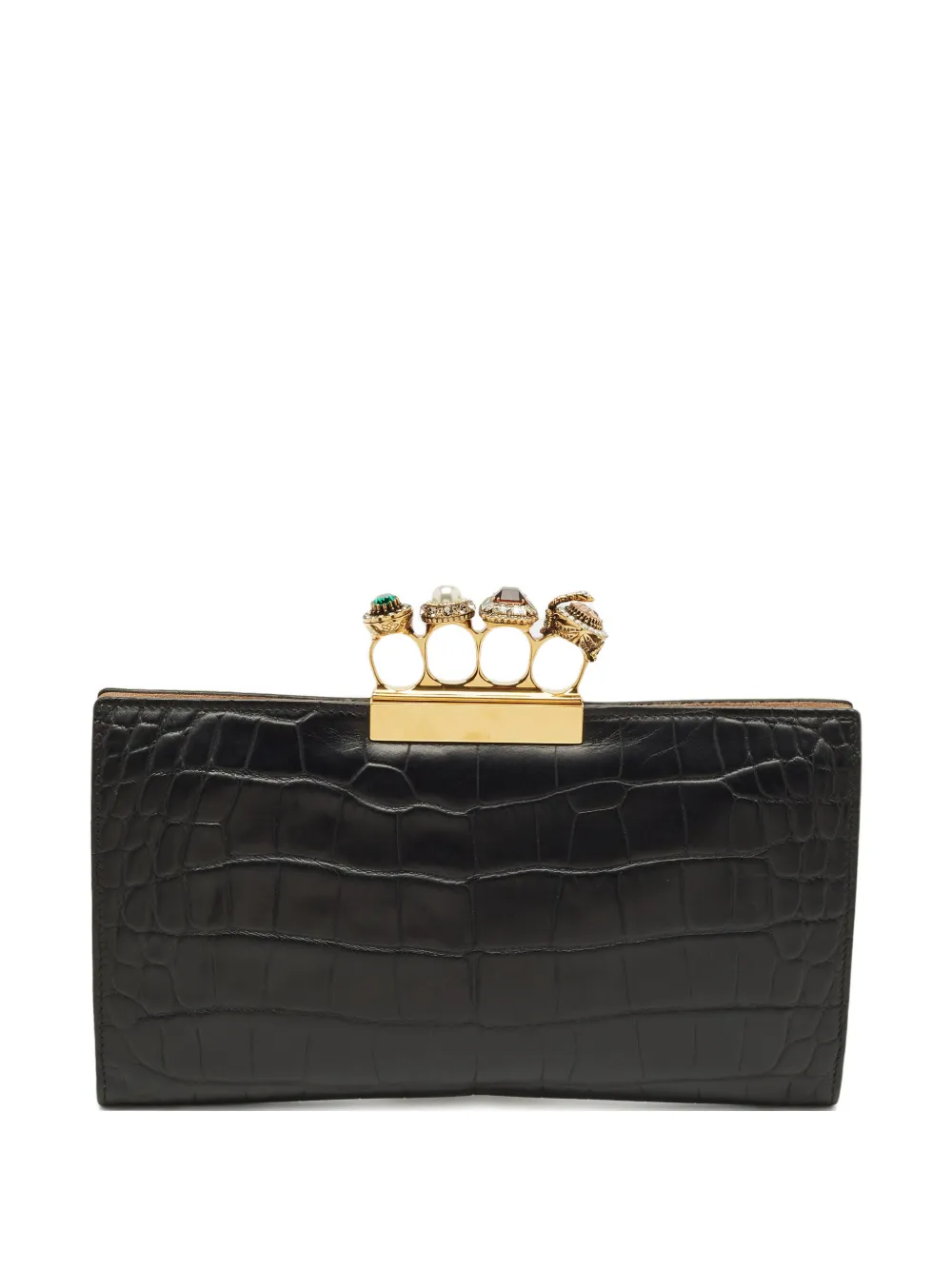Alexander McQueen Pre-Owned Embossed four-ring clutch - Nero
