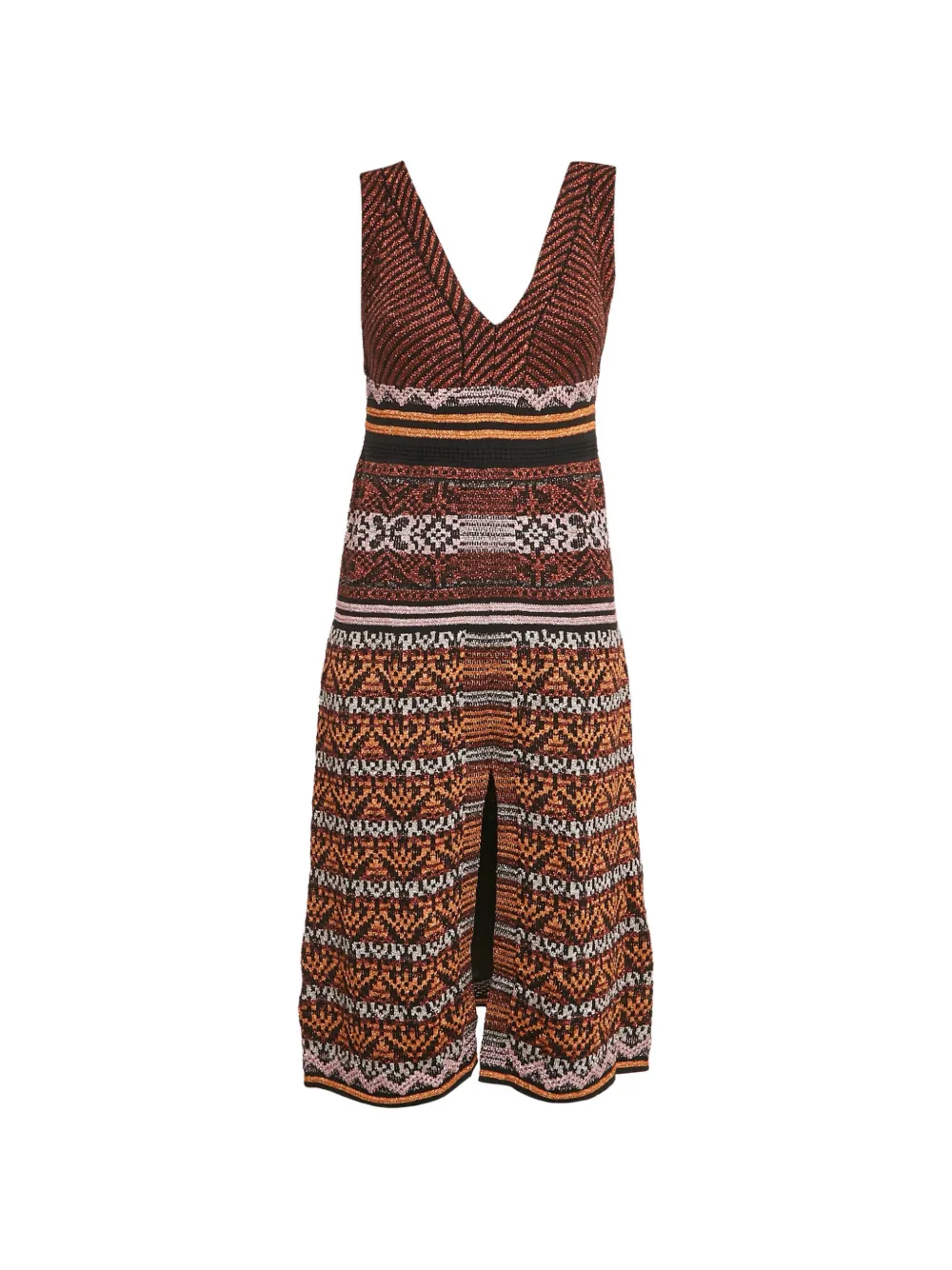 Missoni Pre-Owned Lurex knit V-neck midi dress - Arancione