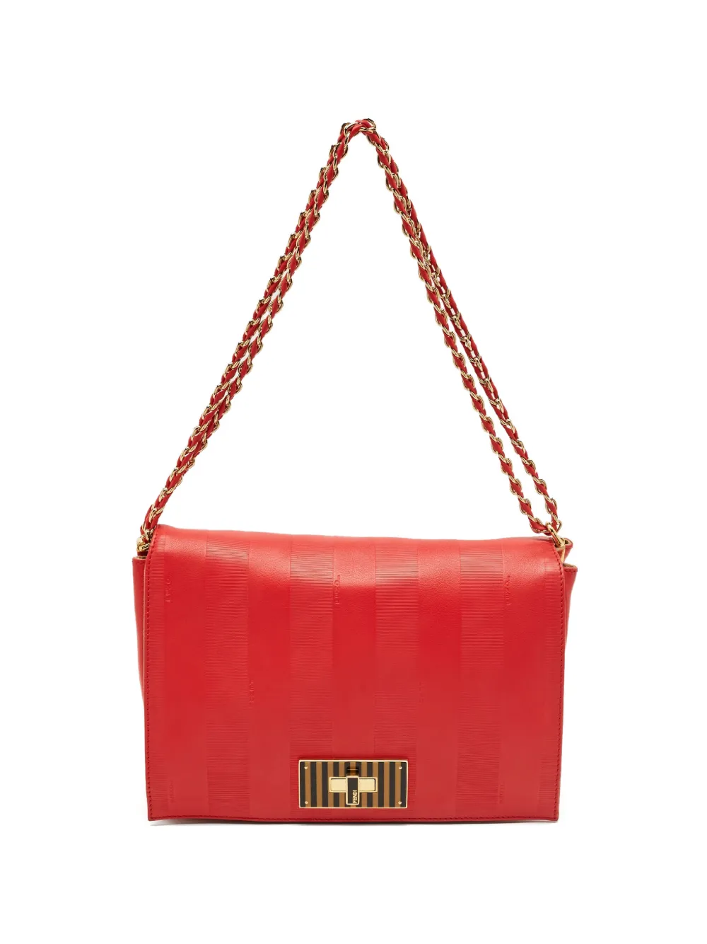 Fendi Pre-Owned 2013 Pequin embossed leather shoulder bag - Rosso