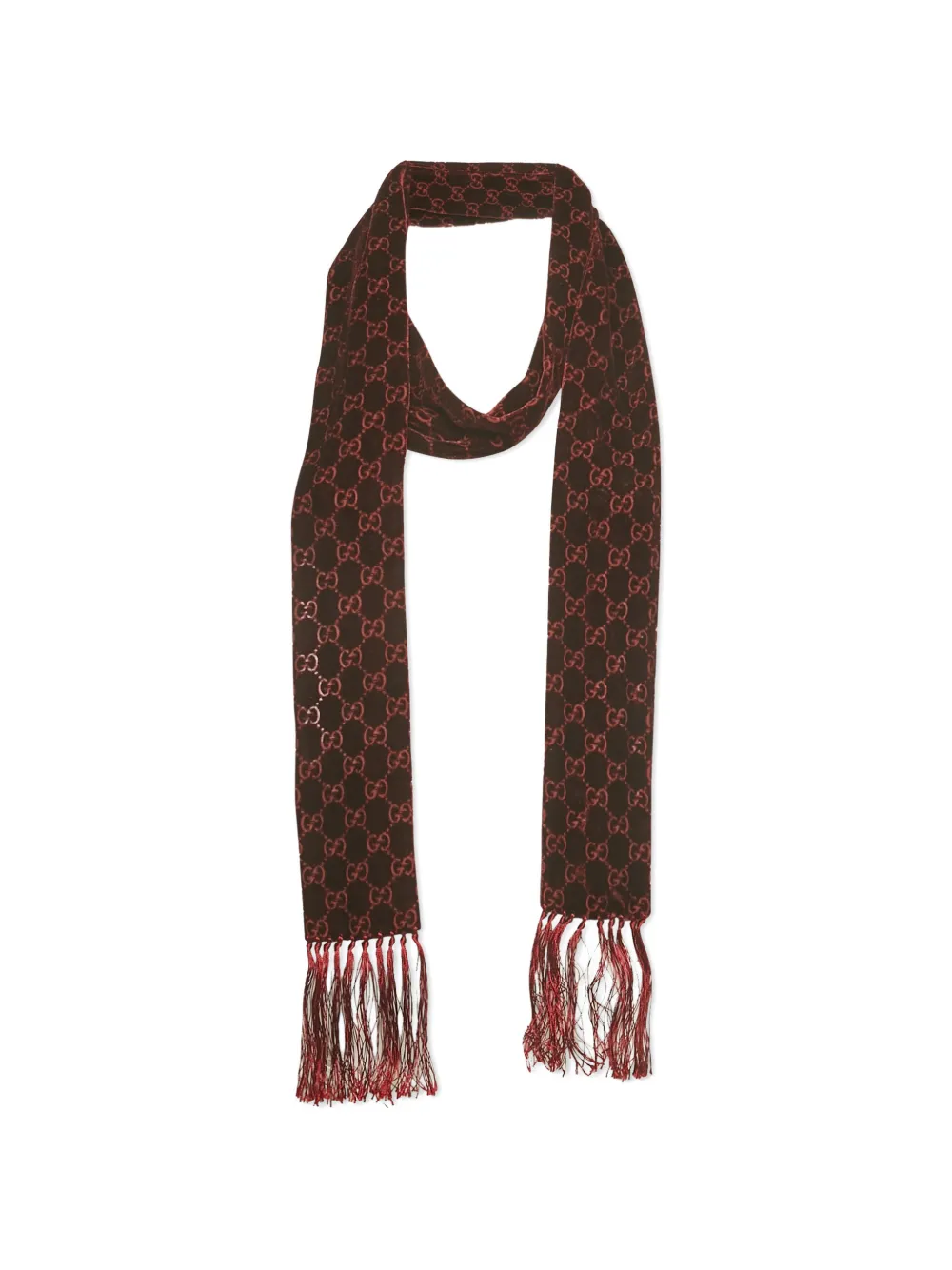 Gucci Pre-Owned monogram fringed scarf - Marrone