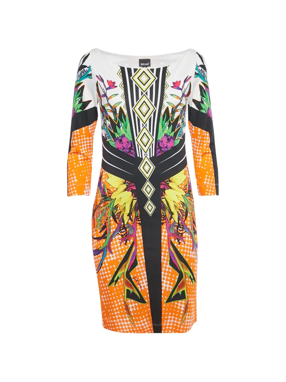 Just Cavalli geometric-pattern midi dress - Arancione