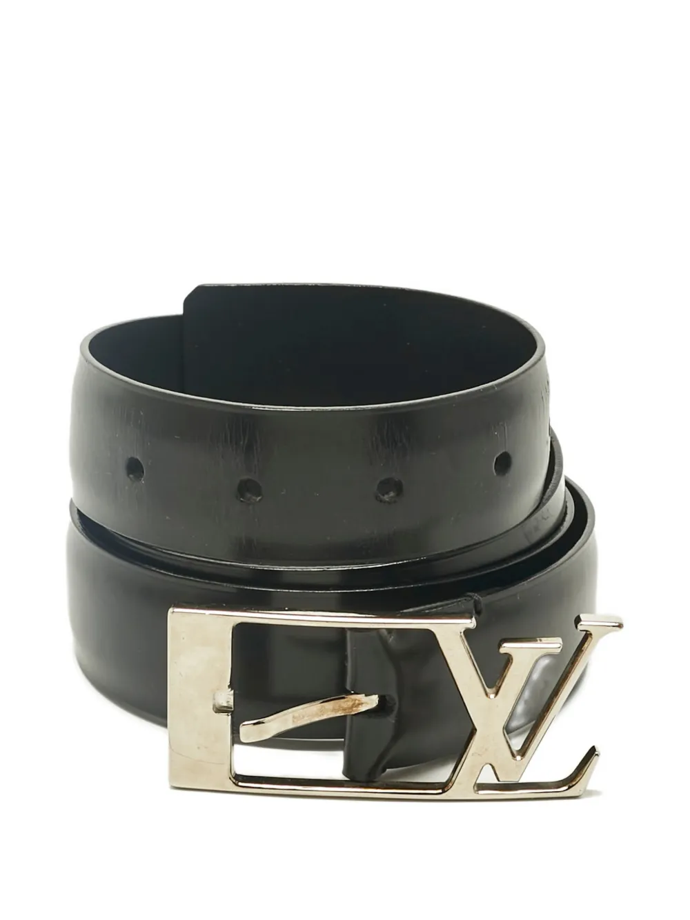 Louis Vuitton Pre-Owned neogram-buckle leather belt - Nero
