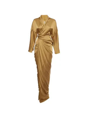 Rick Owens Tie long-sleeve Maxi Dress | Brown | FARFETCH