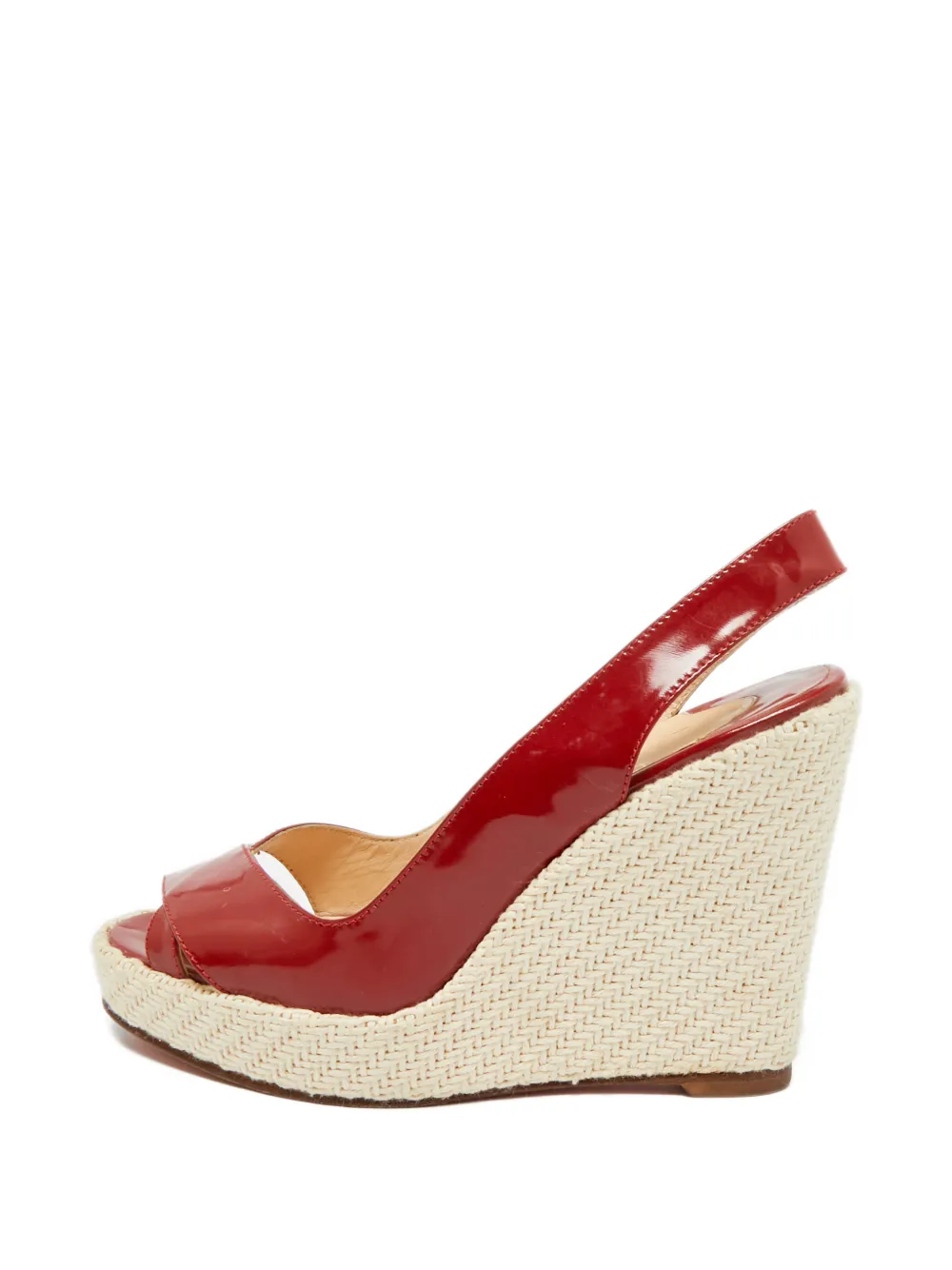 Christian Louboutin Pre-Owned woven wedge leather sandals - Rosso