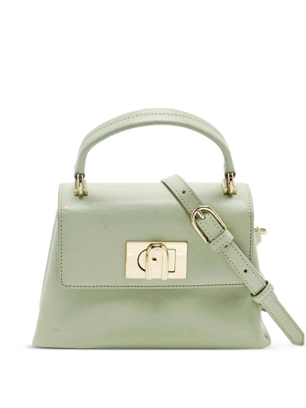 Furla mini 1927 leather turn-lock tote bag - Verde