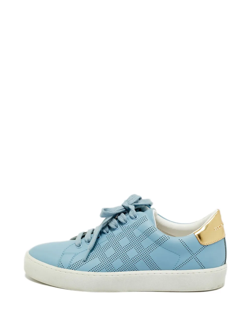 Burberry Pre-Owned leather perforated sneakers - Blu