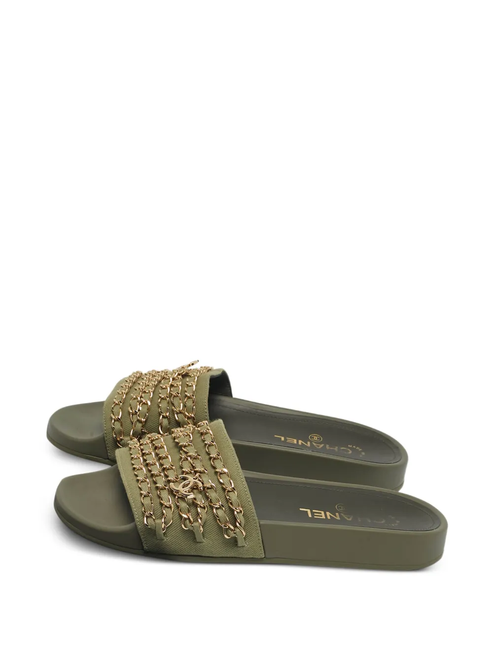 CHANEL Pre-Owned Tropiconic chain slides - Verde