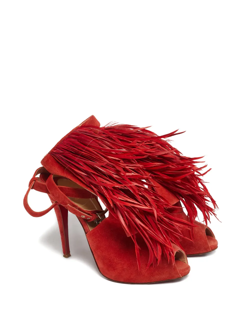 Aquazzura open-toe suede pumps - Rosso