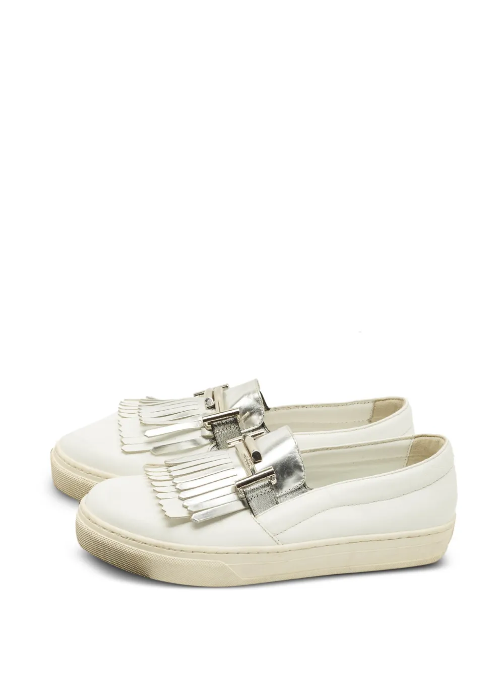 Tod's fringed leather sneakers - Bianco