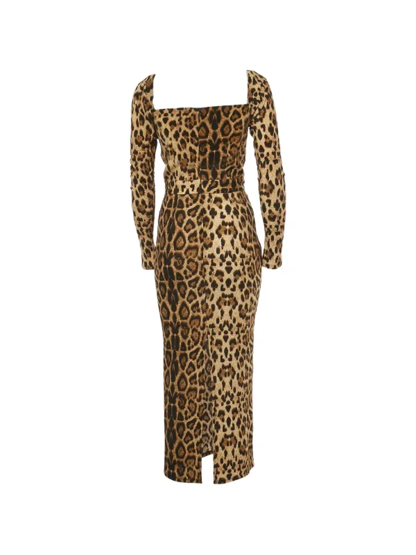 jersey leopard print dress The New Arrivals Ilkyaz Ozel leopard-print Midi | Brown knit mini dress women