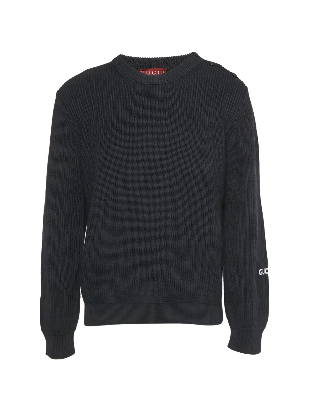 Gucci Pre-Owned logo-appliqué ribbed-knit sweater - Blu
