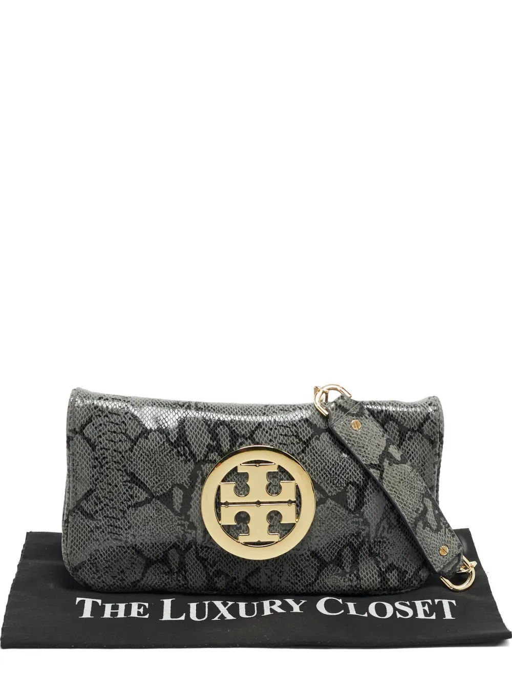 Tory Burch python suede shoulder bag - Grigio