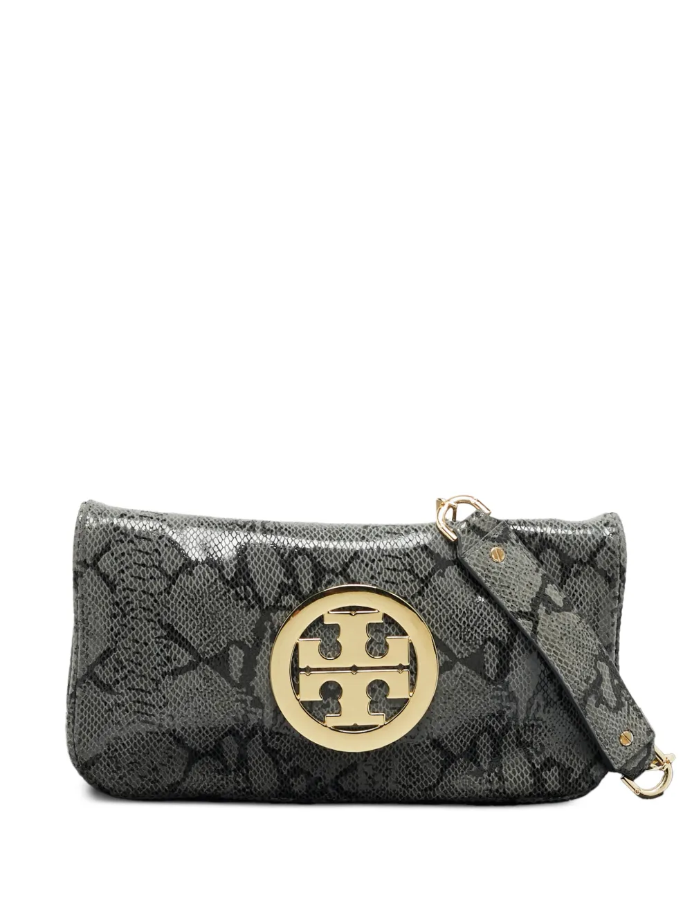 Tory Burch python suede shoulder bag - Grigio