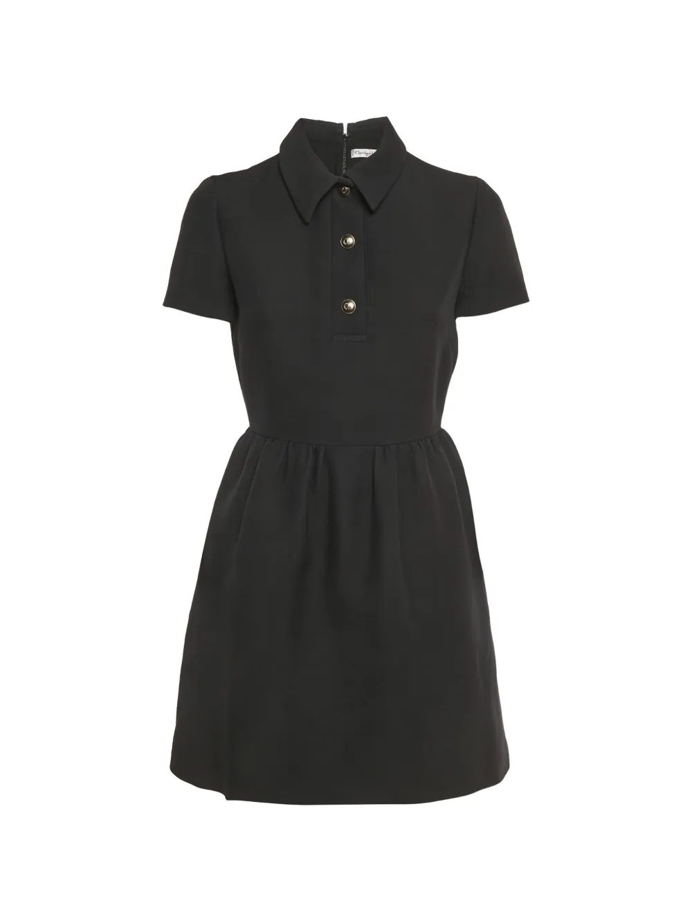 Christian Dior Pre-Owned wool button placket mini dress - Nero