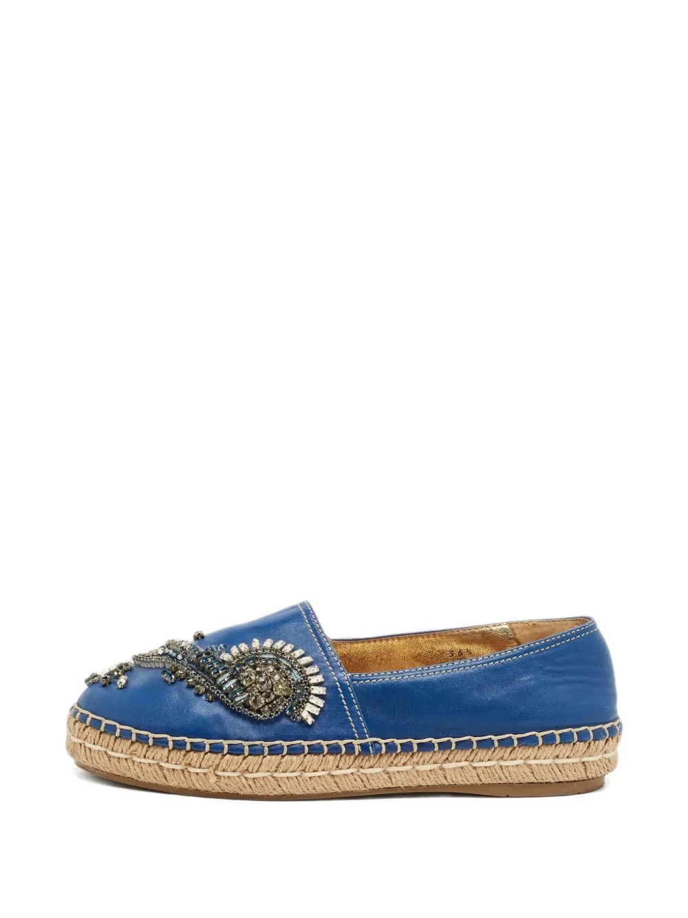 Prada Pre-Owned shimmer crystal espadrille flats - Blu