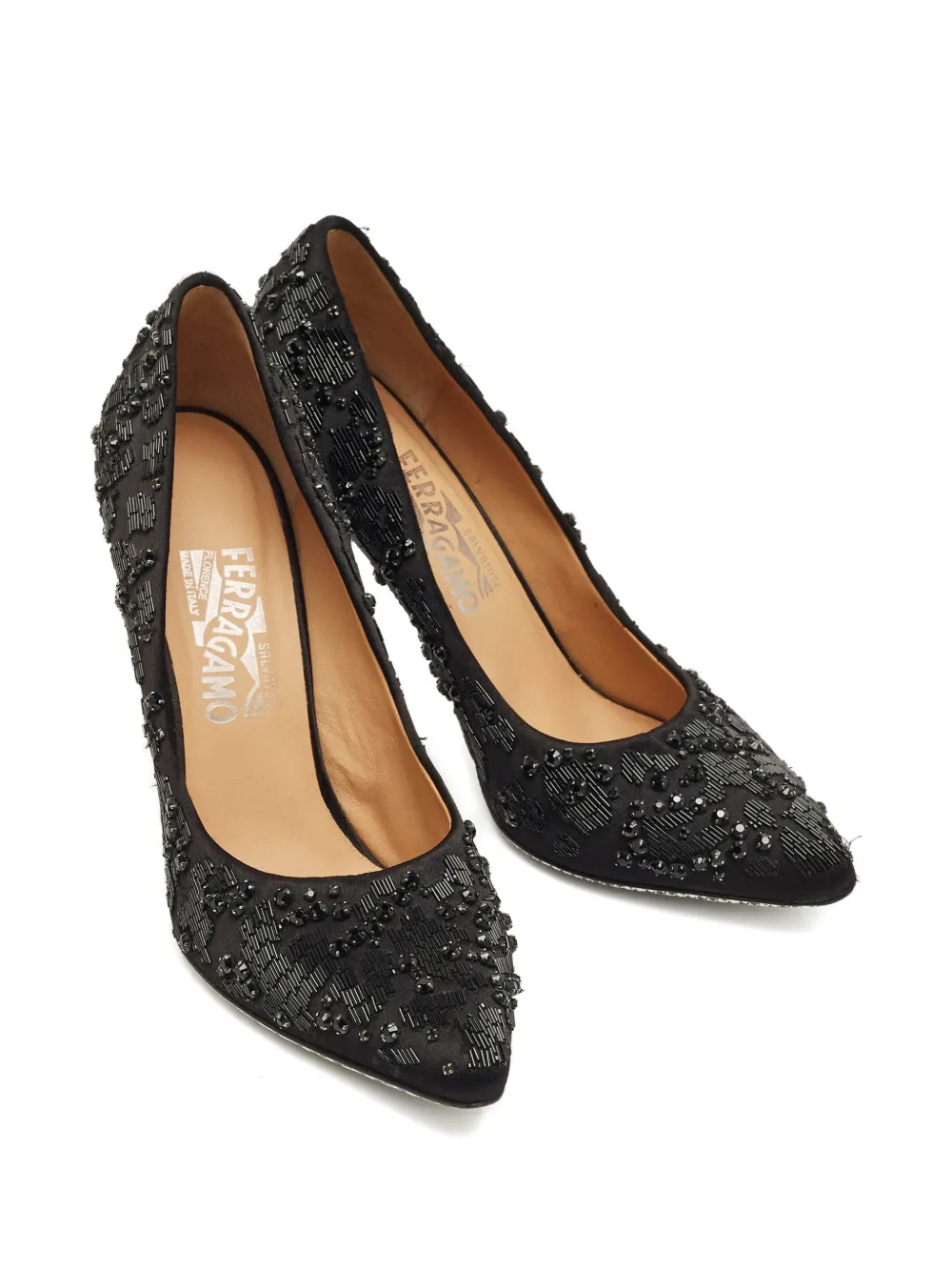 Ferragamo Pre-Owned crystal-emellishment pumps - Schwarz